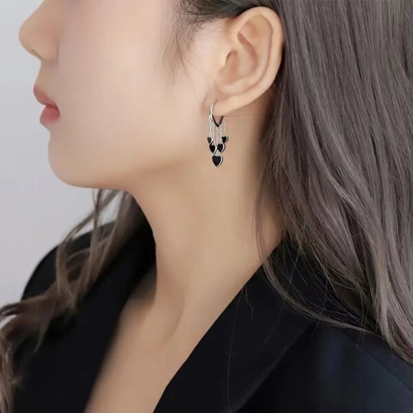 0e9f0df2155ca8b0861b8493cb1a471d Black LOVE Heart Tassel Earrings