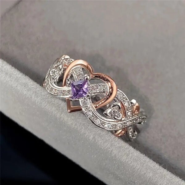 163be0833497107550ef1b9bf262dcc8_8536b4d6-9537-4c80-ba90-1c04a20555e9 Delicate Purple Sapphire Women's Heart Two-Tone Ring