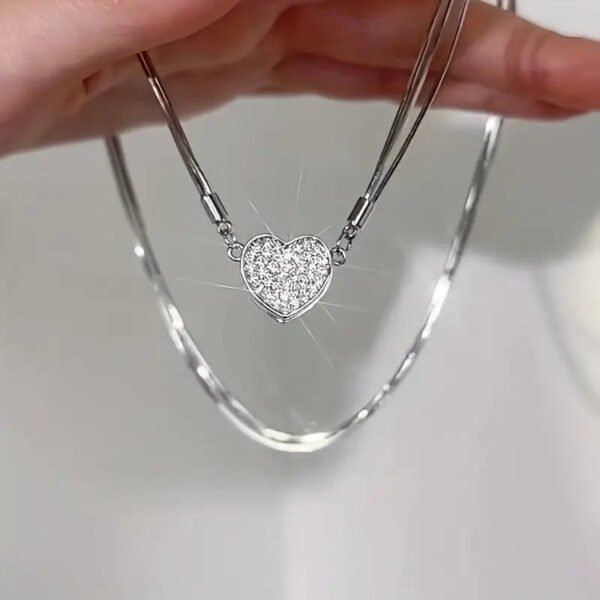 1761994783c8913db2421f5e386c2afa Luxury Heart-Shaped Zircon Multilayer Magnet Necklace