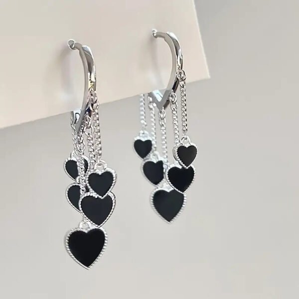 378ac6928bae0ab3757584f7594f9227 Black LOVE Heart Tassel Earrings