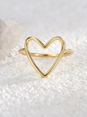 Hollow Big Heart Stackable Ring