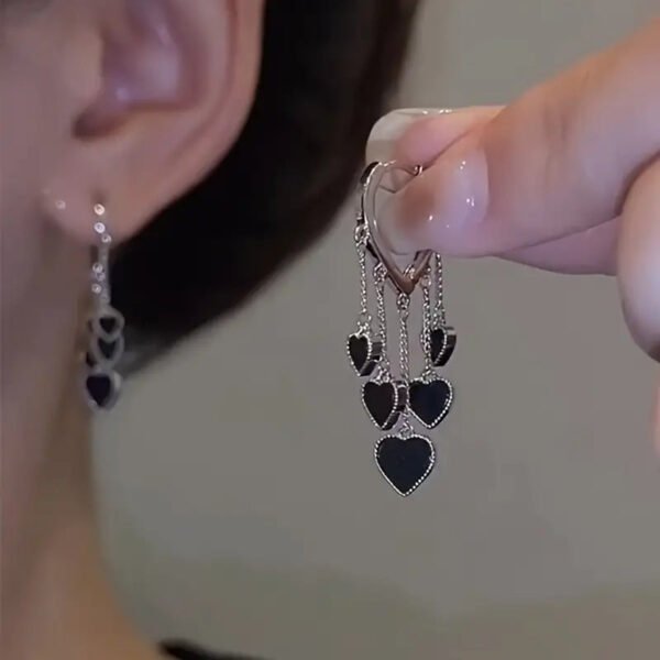 4e7dce5cb425071c8028944b2dce63be Black LOVE Heart Tassel Earrings