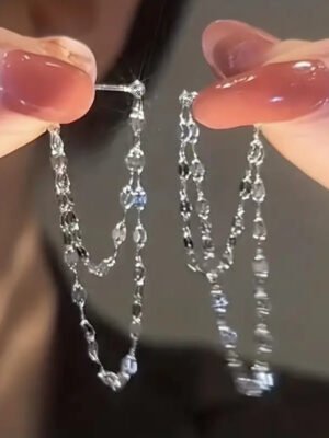 Glossy Chain Tassel Dangle Earrings