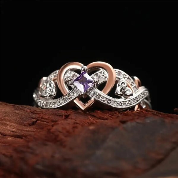 642d42cbf3180cd12b8d28be98a79775_16d2c66f-2896-4afe-a592-650677b22601 Delicate Purple Sapphire Women's Heart Two-Tone Ring