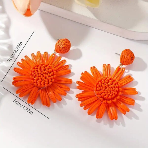 6ddcddda59b6c2c227d2c444018be12e Hand-woven Raffia Sun Flower Dangle Earrings