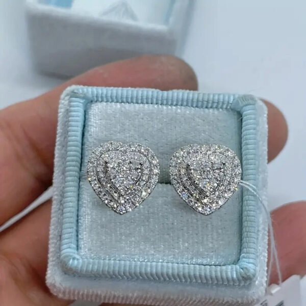 98aea43b7044b07eea17e05511877ade Heart Shape Zircon Inlaid Design Copper Earrings