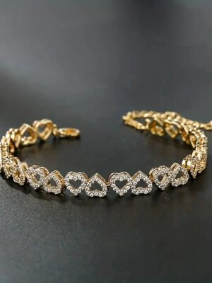 Elegant Shining Cubic Zirconia Heart Bracelet