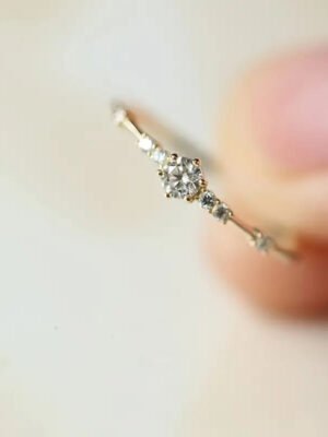 14k Plated Paved Shining Zirconia Silver Ring