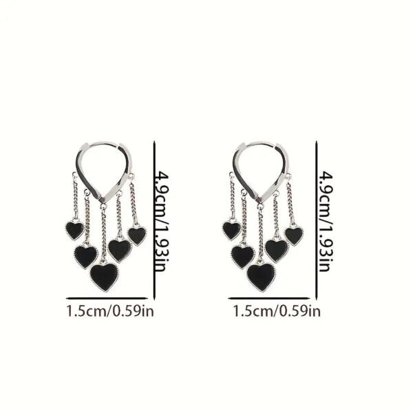 edd928597bab547410323de093eeb5e0 Black LOVE Heart Tassel Earrings