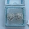 Heart Shape Zircon Inlaid Design Copper Earrings